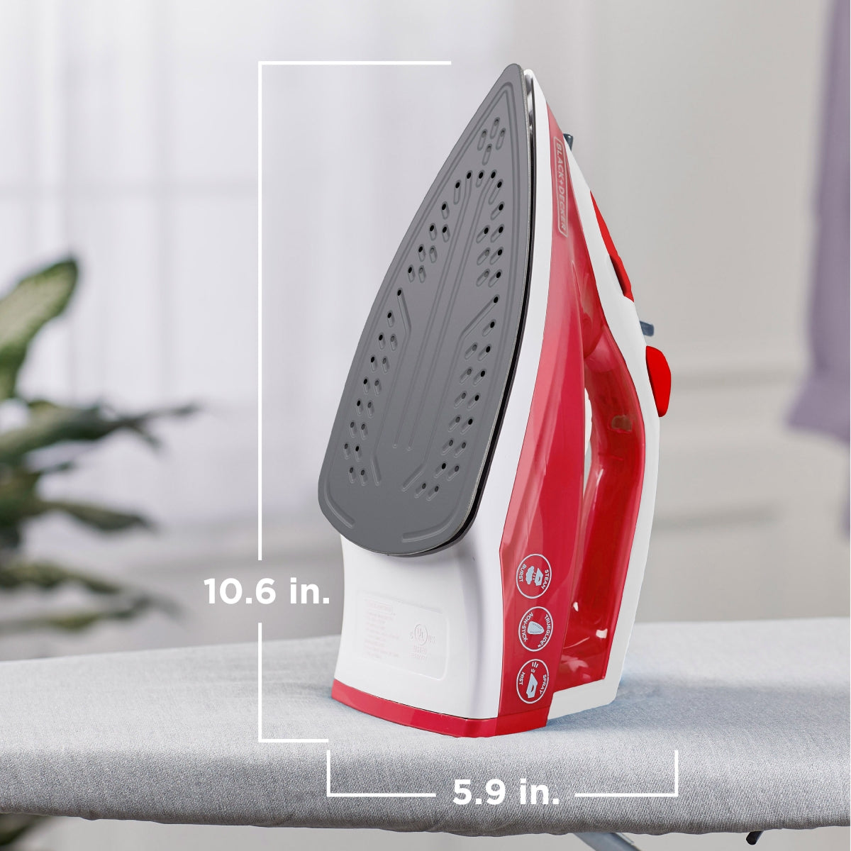 BLACK+DECKER TrueGlide Variable Control Compact Steam Iron with Nonstick Plate - Red