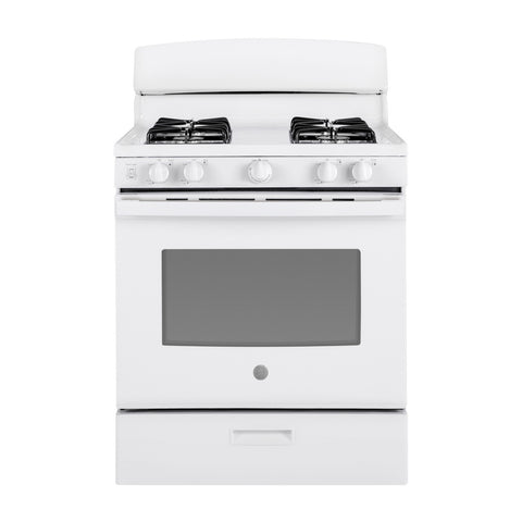 GE JGBS30DEKWW 4.8 cu.ft. 30" Freestanding Gas Range with 4 Sealed Burners - White - Curacao