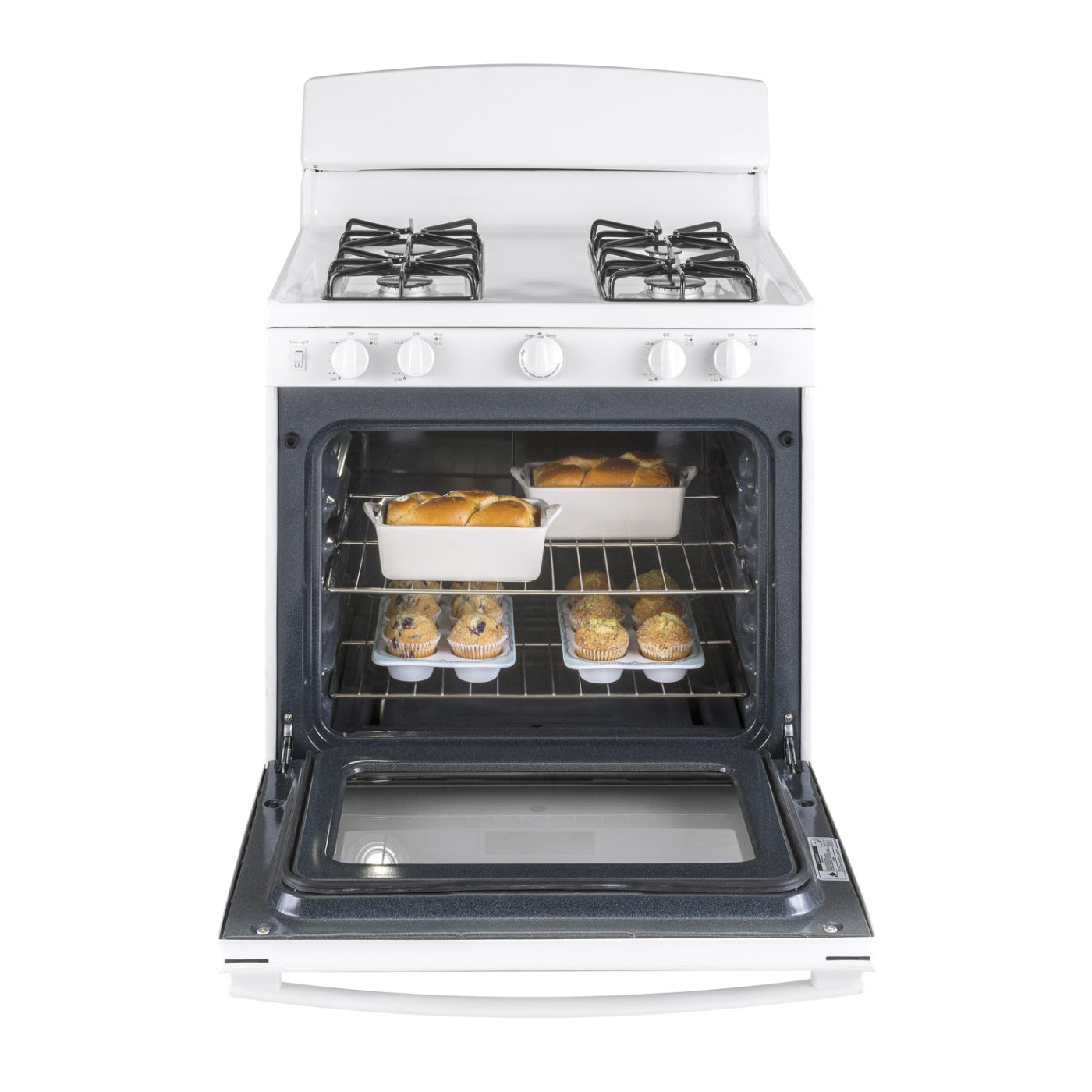 GE JGBS30DEKWW 4.8 cu.ft. 30" Freestanding Gas Range with 4 Sealed Burners - White - Curacao