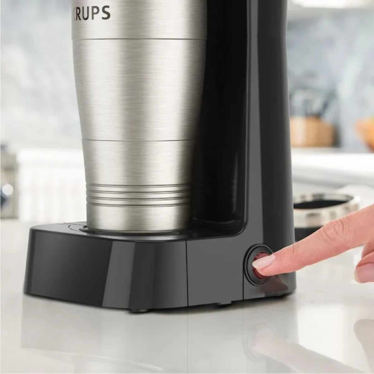 Krups Single Serve Brewer Drip Coffee Maker with Tumbler - Black/Stainless Steel