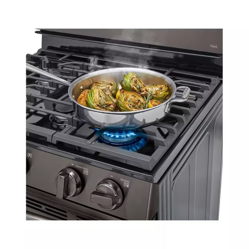 LG LRGL5823D 5.8 cu. ft. Smart Fan Convection Gas Range with Air Fry & EasyClean - Black Stainless Steel - Curacao