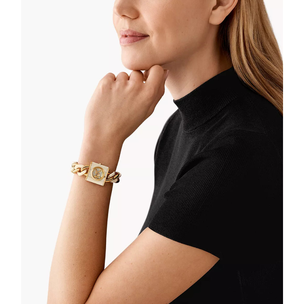 Michael Kors Petite Women's 25mm Chain Bracelet Watch - Gold/White