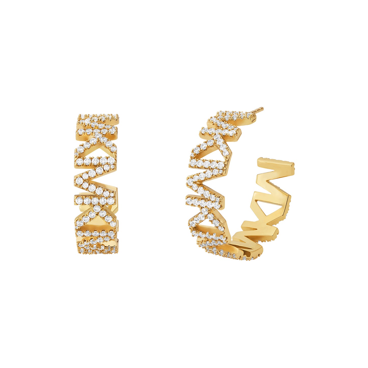 Aros con logotipo de Michael Kors para mujer bañados en oro de 14 quilates sobre latón