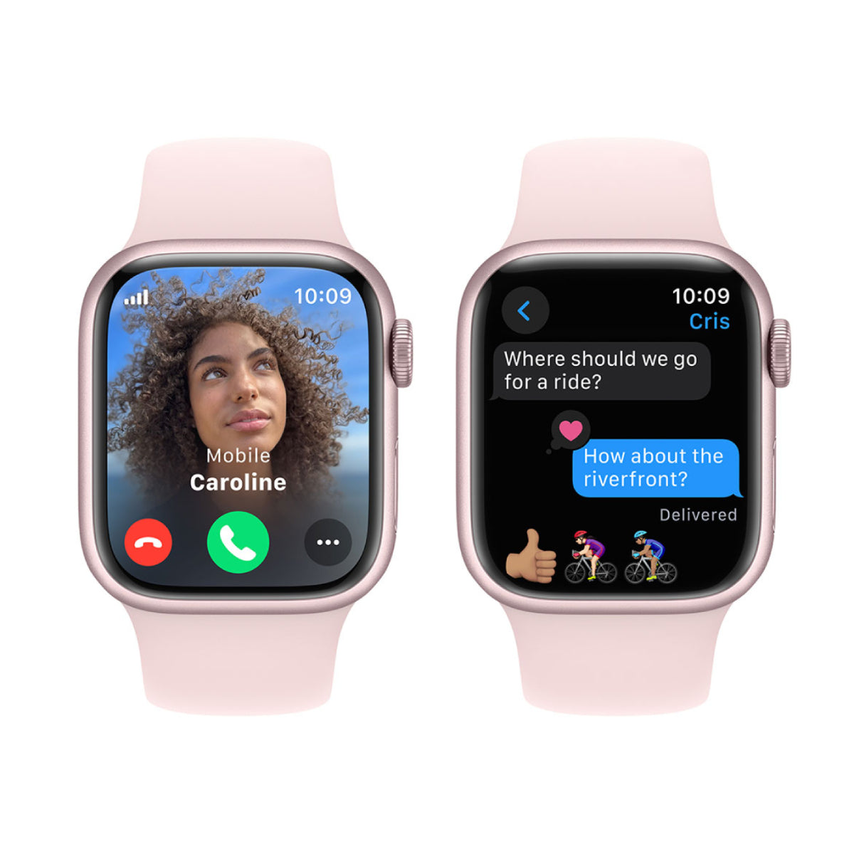 Apple Watch Series 9 Unisex 41mm Aluminum Case Smartwatch with Pink Sport Band (S/M) - GPS + Cellular