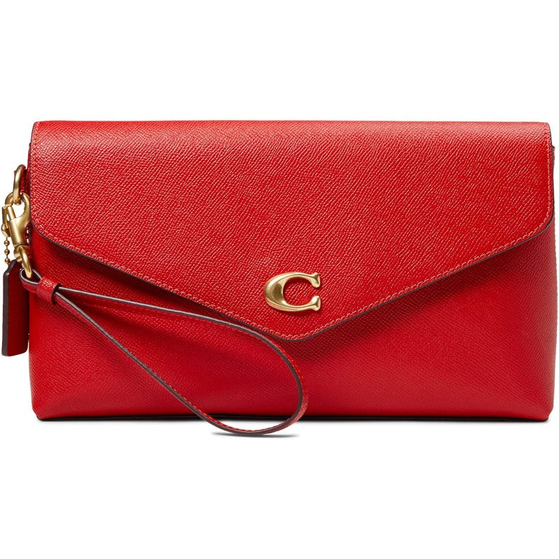 Coach Wyn Crossgrain Leather Clutch Wristlet - Red