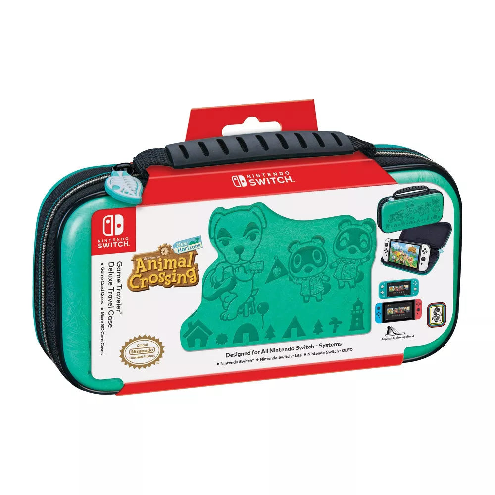 Estuche de viaje de lujo RDS Industries Animal Crossing New Horizon Game Traveler para Nintendo Switch y Switch Lite, color verde