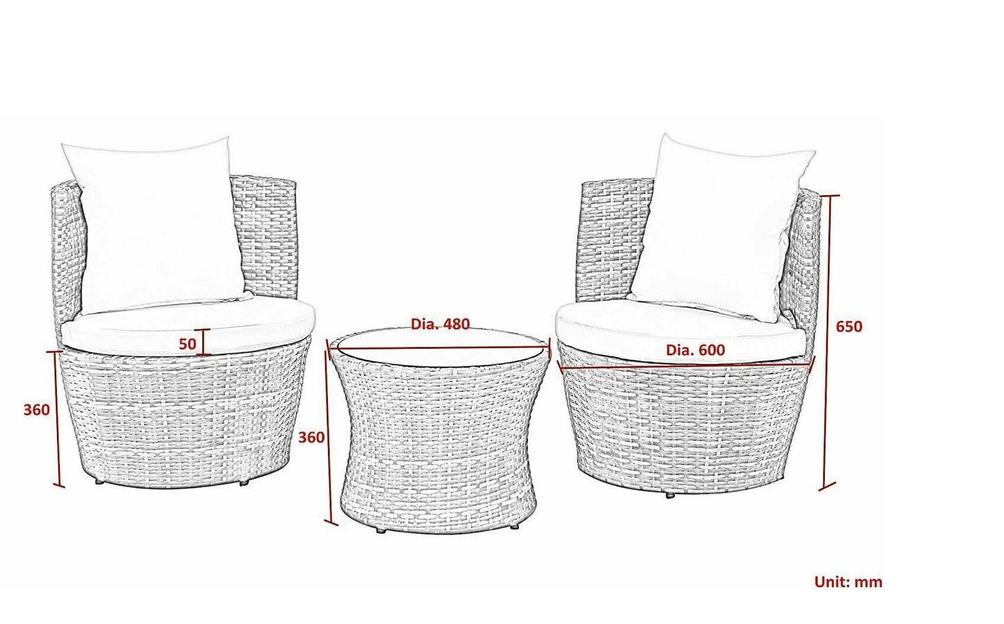Wicker Patio 3-Piece Set by Best Home