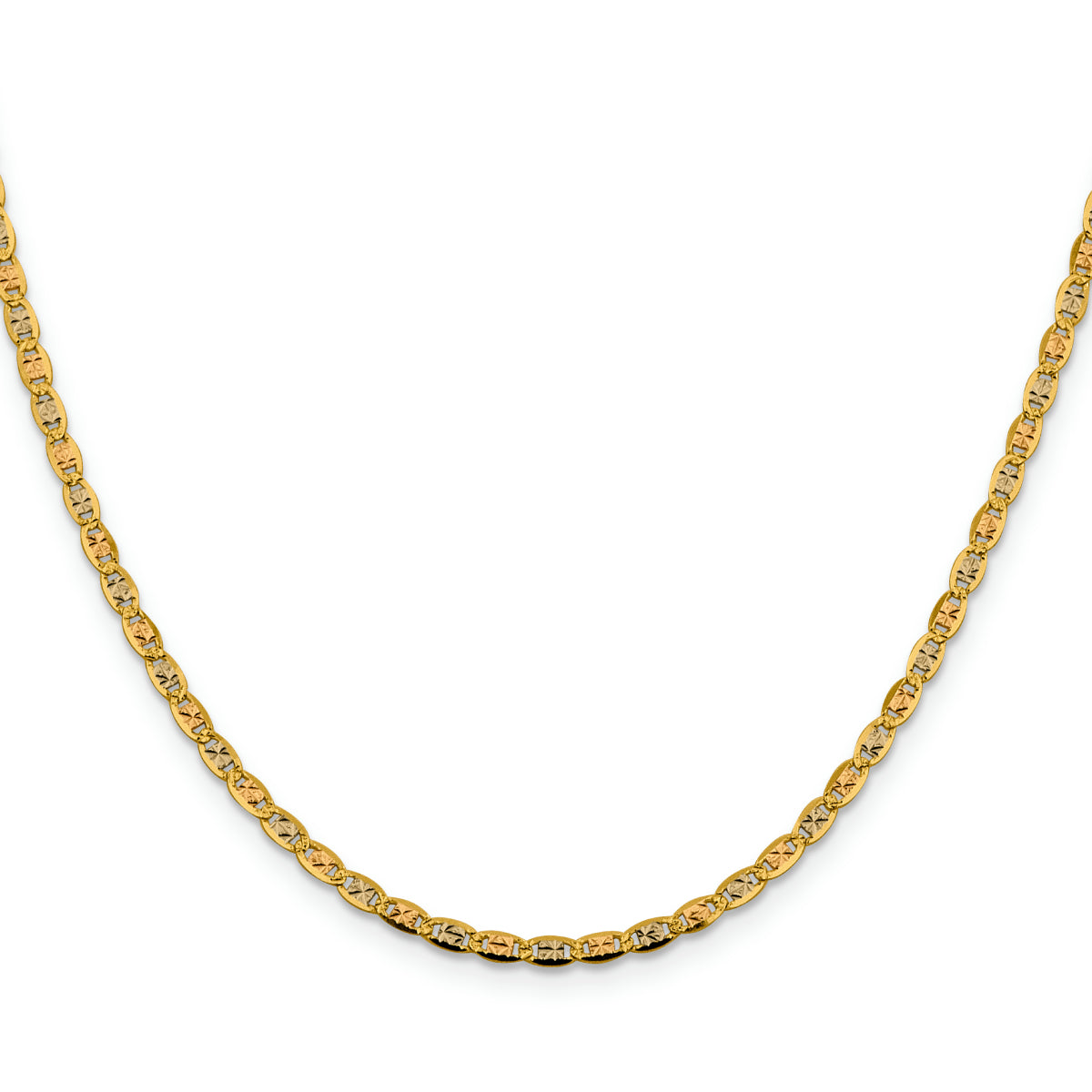 14K Tri-Color Gold Unisex Pavé Valentino Chain