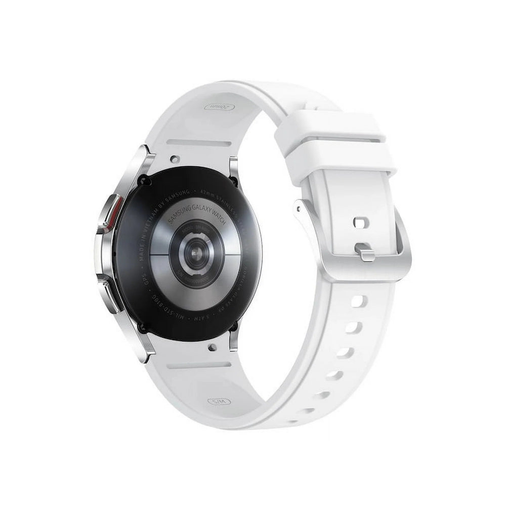 Samsung Galaxy Watch4 Classic Unisex 42mm Stainless Steel Case Smartwatch with Silver Sport Band - Bluetooth - Curacao