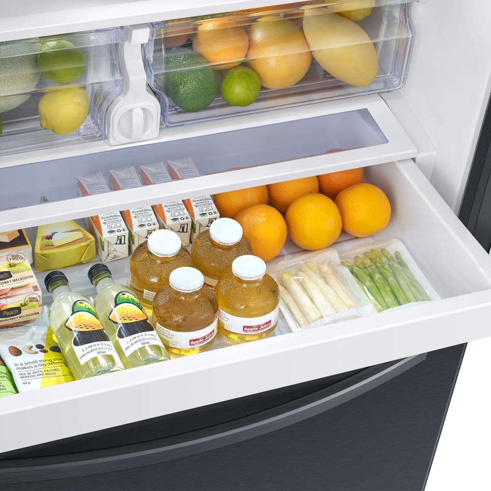 Samsung RF27T5501SG 26.5 cu. ft. French Door Refrigerator with Family Hub, External Water and Ice Dispenser - Black Stainless Steel - Curacao