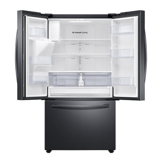 Samsung RF27T5501SG 26.5 cu. ft. French Door Refrigerator with Family Hub, External Water and Ice Dispenser - Black Stainless Steel - Curacao