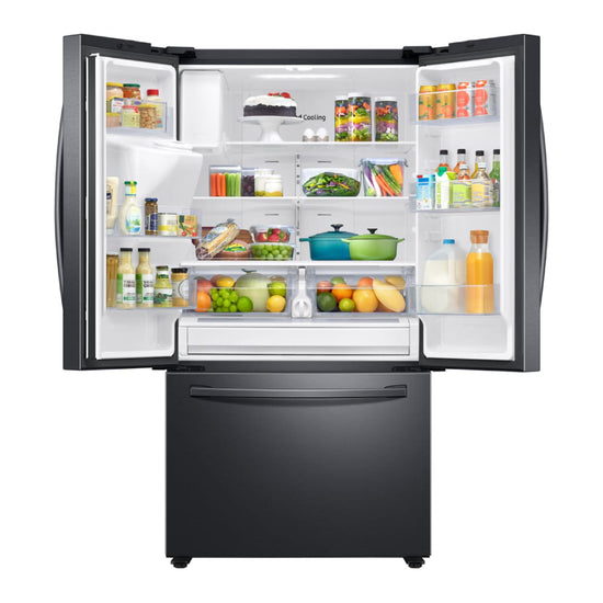 Samsung RF27T5501SG 26.5 cu. ft. French Door Refrigerator with Family Hub, External Water and Ice Dispenser - Black Stainless Steel - Curacao