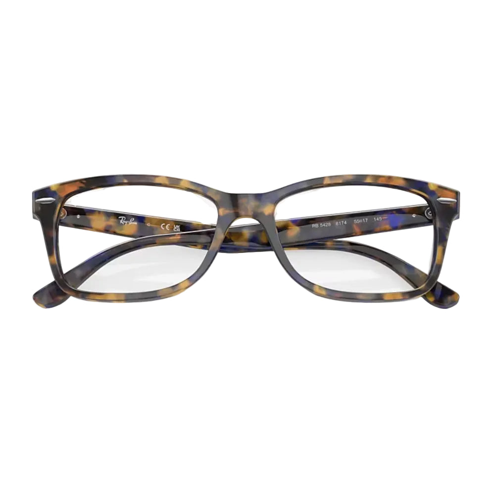 Gafas de vista unisex Ray-Ban cuadradas, color amarillo/azul habana