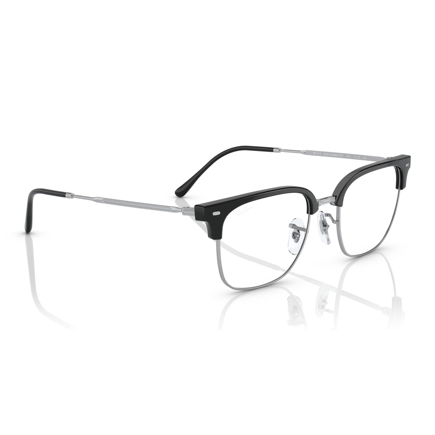 Ray-Ban Clubmaster Unisex Square Eyeglasses, Black on Silver
