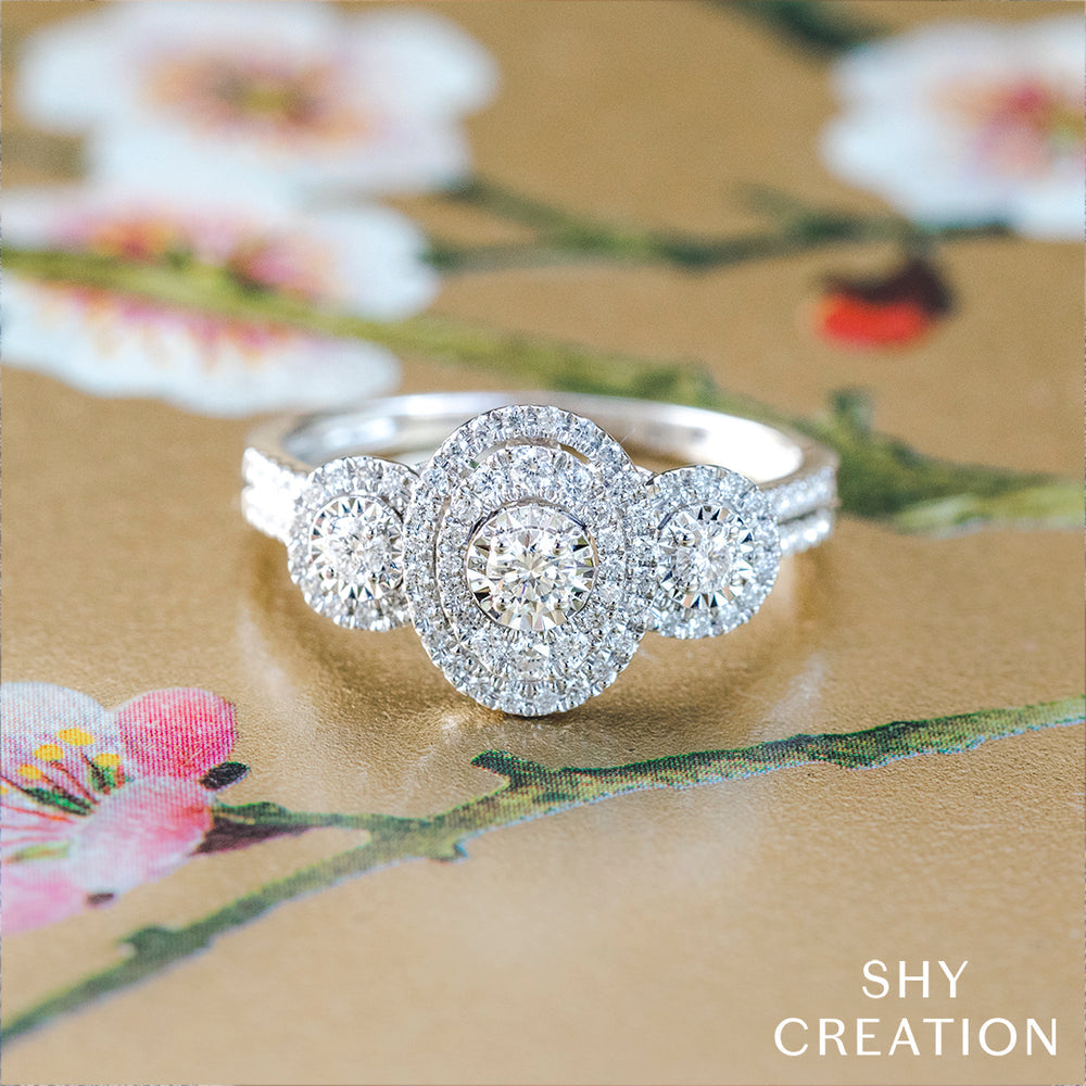 Shy Creation 0.46 ct. Round Diamond Engagement Ring in 14K White Gold - Size 7 - Curacao