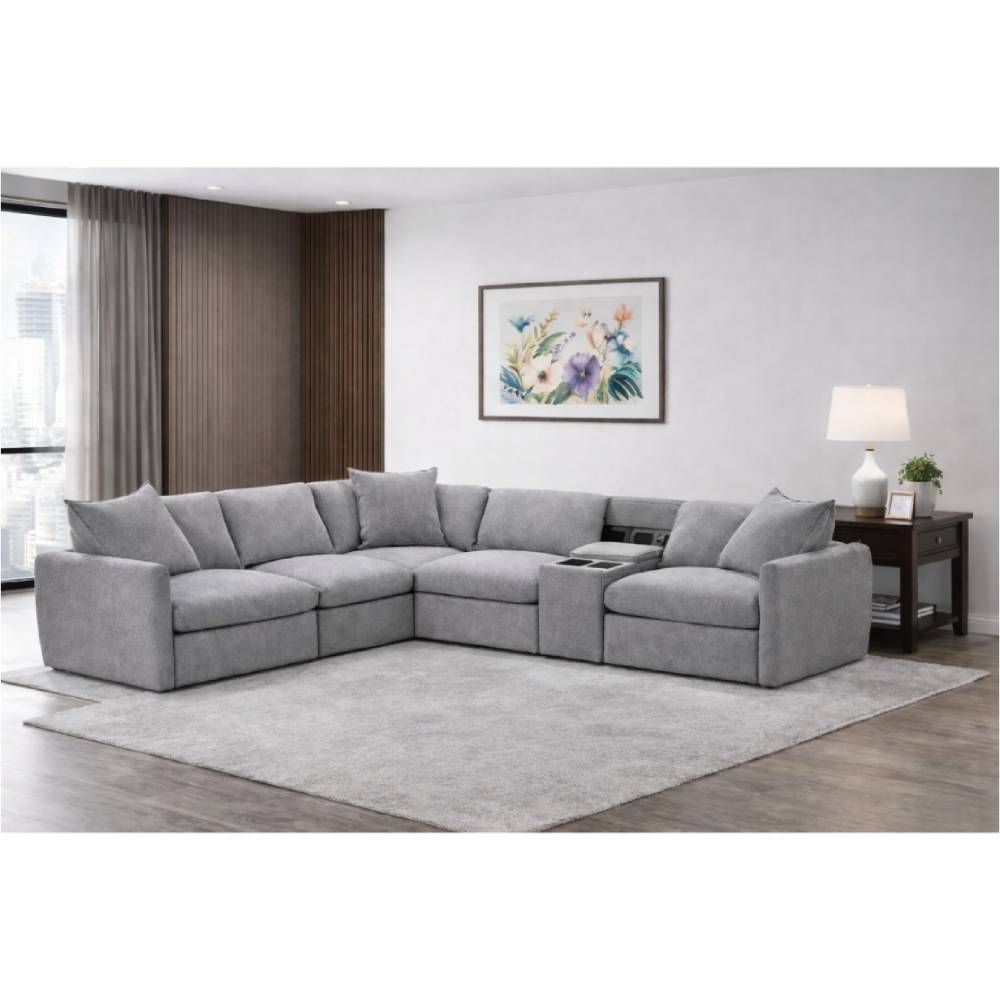 Avalon Cloud Sectional Sofa Set with Speaker by Lifestyle - Gray