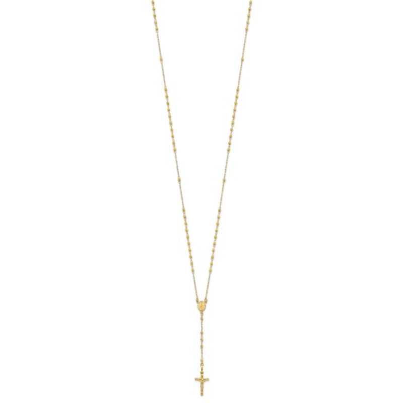 Quality Gold Women's Polished Faceted Beads Rosary Necklace in 14K Yellow Gold
