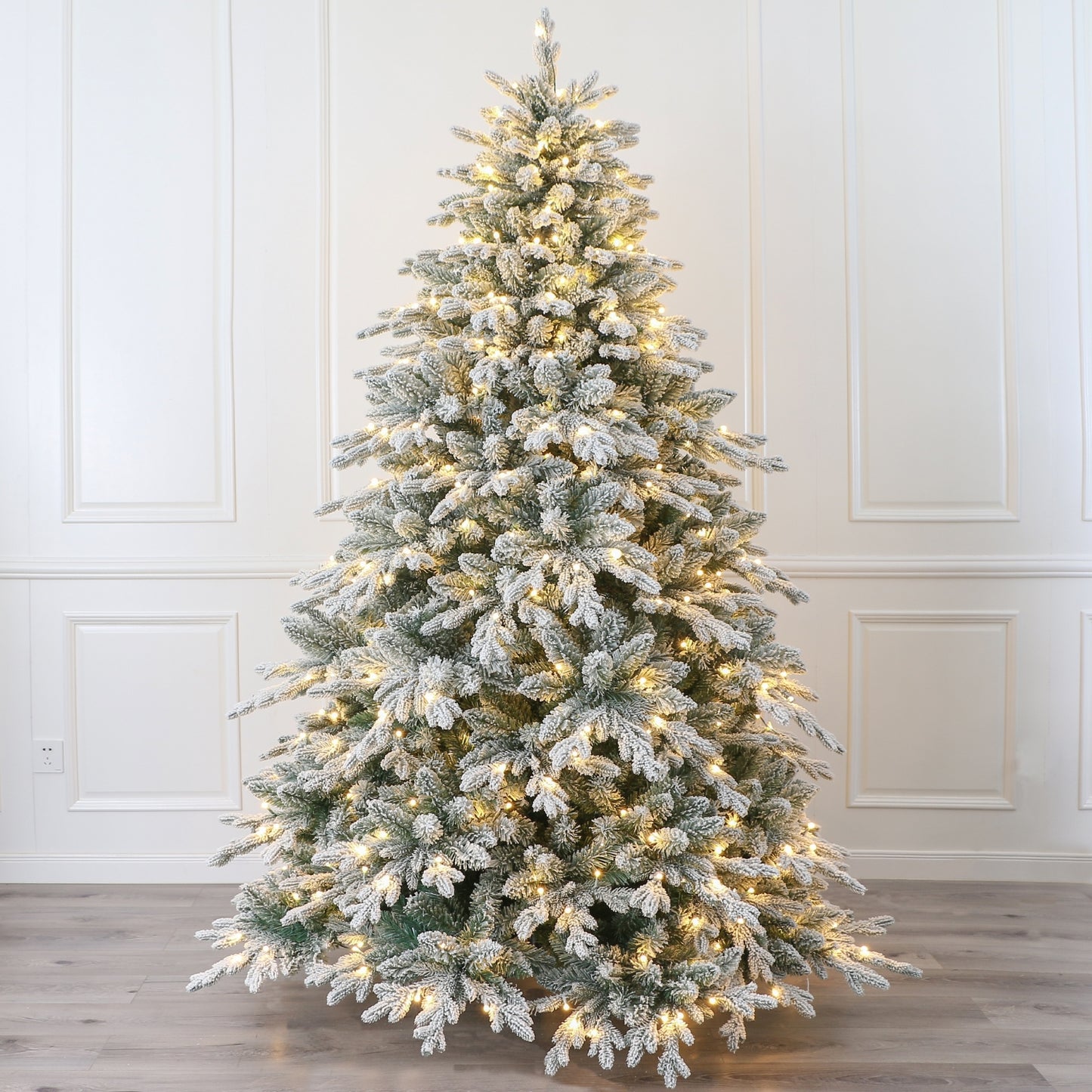 The Outdoor Institute 8' Snow Flocked Tips Pre-lit Christmas Tree with 450T Warm White LED Lights