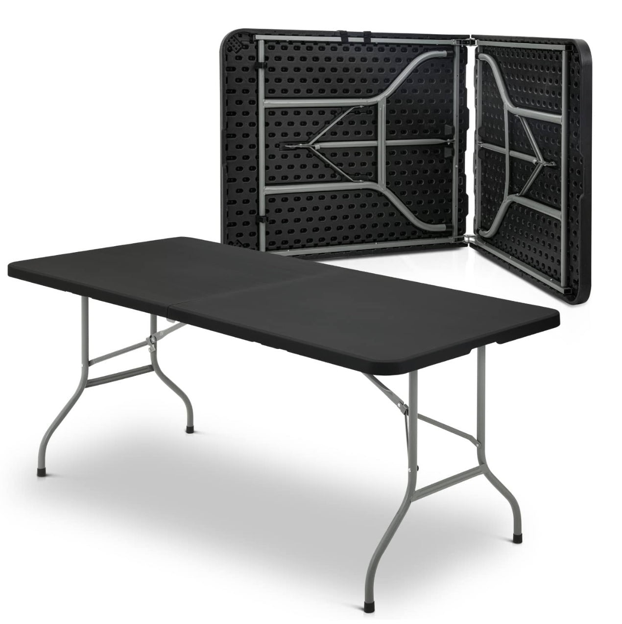 Mesa plegable rectangular de 6 pies color negro