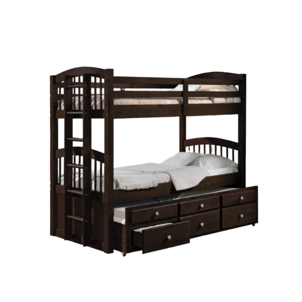 Tomas Twin Storage Bunk Bed with Trundle by Acme Furniture - Espresso - Curacao