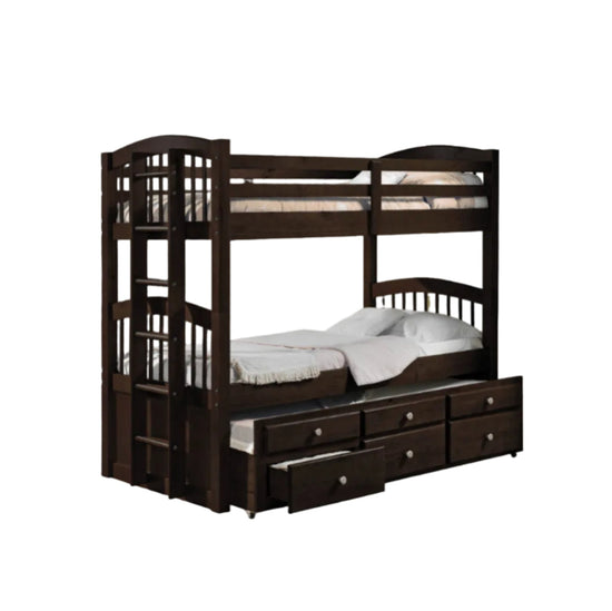 Tomas Twin Storage Bunk Bed with Trundle by Acme Furniture - Espresso - Curacao