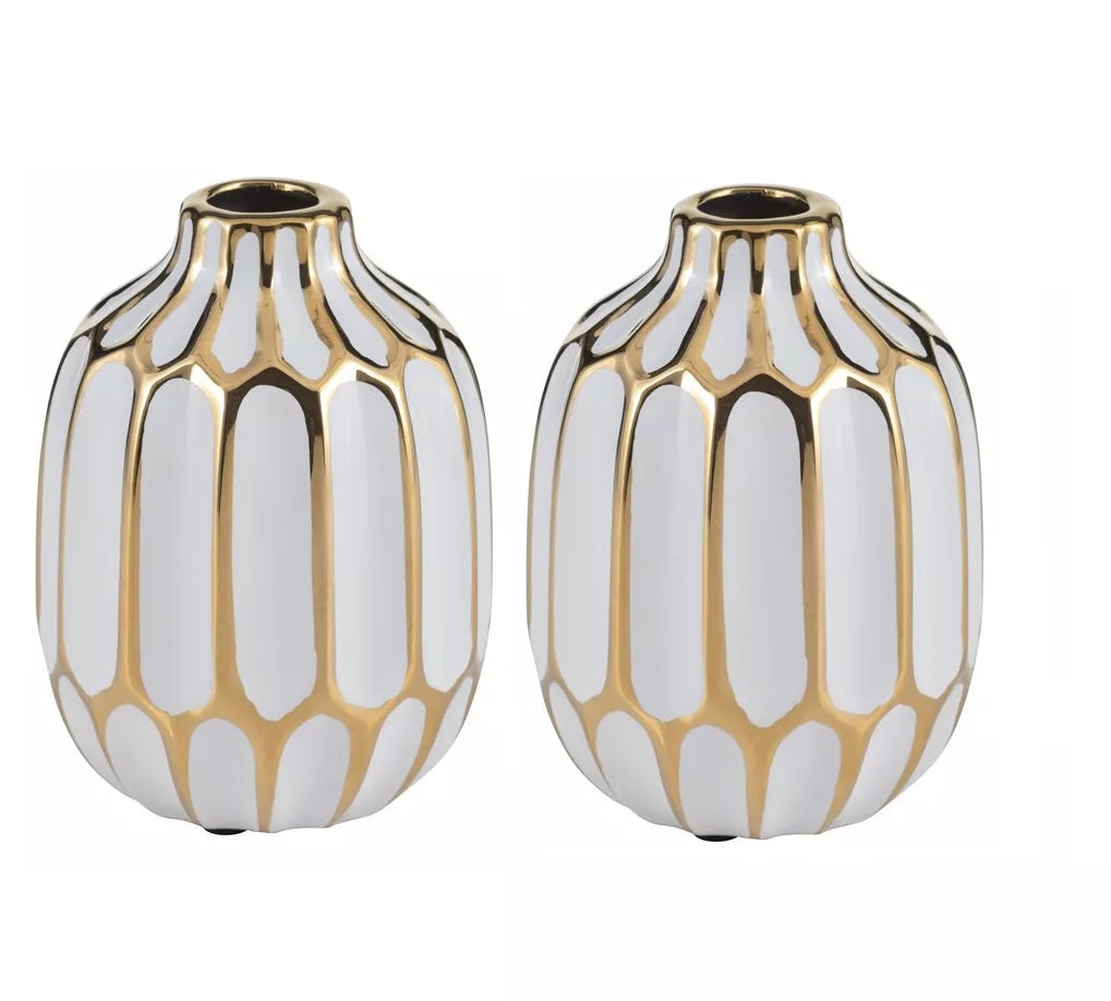 Sagebrook Home Contemporary 5" Ceramic Vase (Set of 2) - Assorted Colors