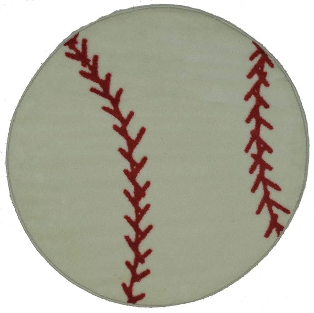 L.A Rugs 3'3" x 3'3" Fun Time Baseball Round Area Rug - Green