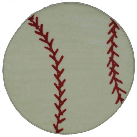 L.A Rugs 3'3" x 3'3" Fun Time Baseball Round Area Rug - Green