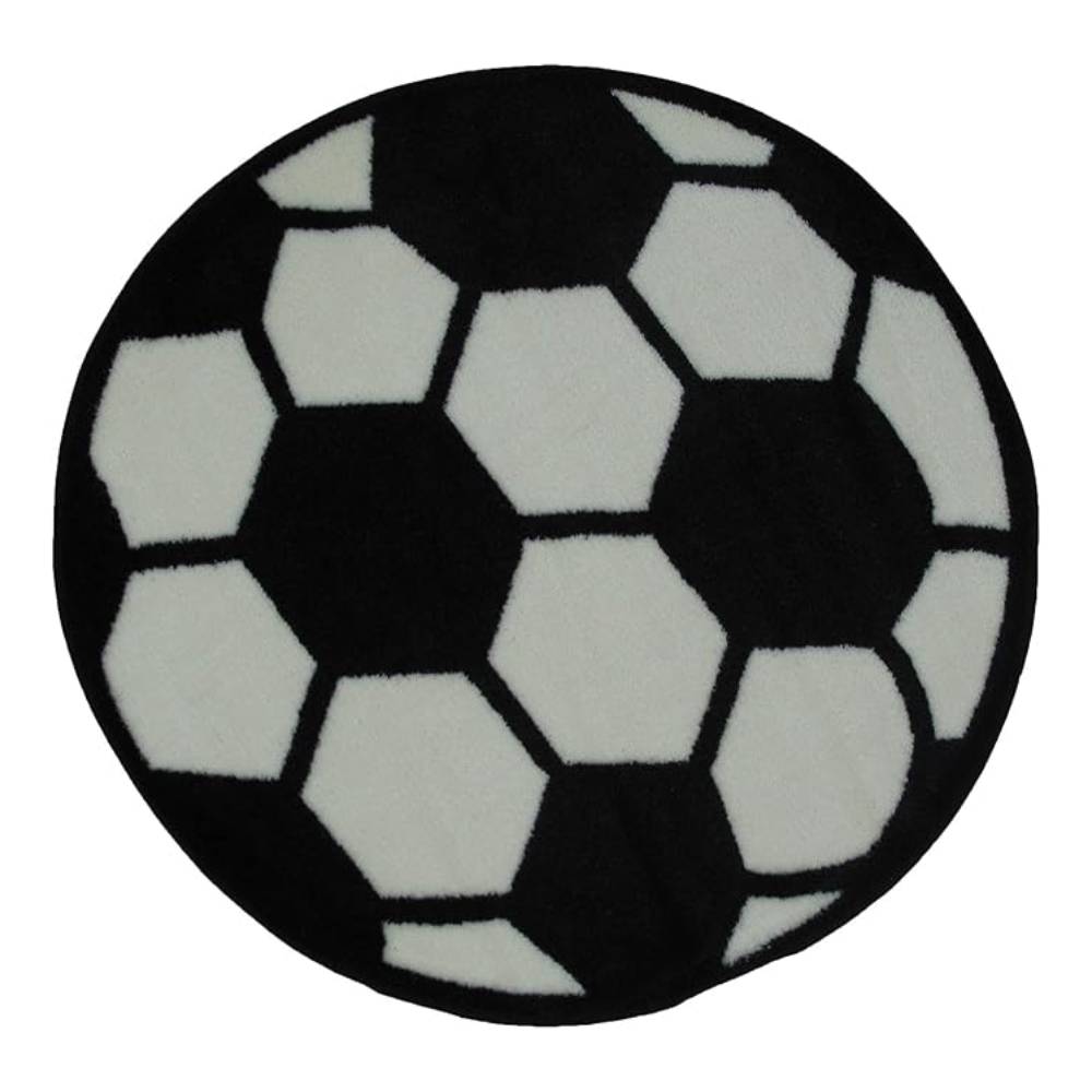 L.A Rugs 3'3" x 3'3" Fun Time Soccerball Round Rug - Black/Gray