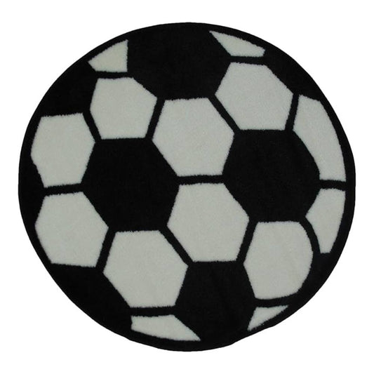 L.A Rugs 3'3" x 3'3" Fun Time Soccerball Round Rug - Black/Gray