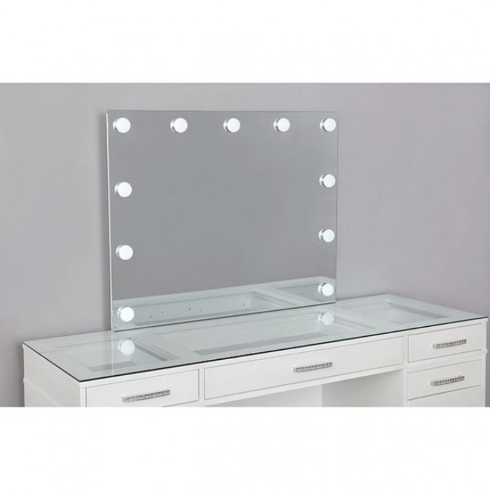 Valentina Vanity Table and Stool with Mirror by Furniture of America