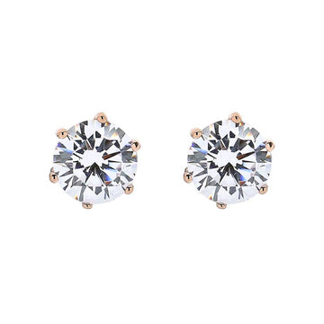 Anna Zuckerman Anastasia 19 Women's 6 ct. Diamond Crystalline 6 Prong Studs in Yellow Gold- Plating over 925 Sterling Silver