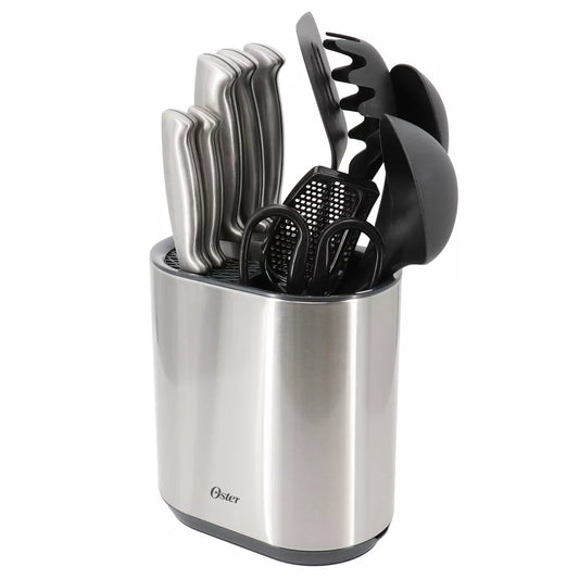 Oster 137536.12 Baldwyn Kitchen Tool and Cutlery Set (12-Pieces) - Silver/Black