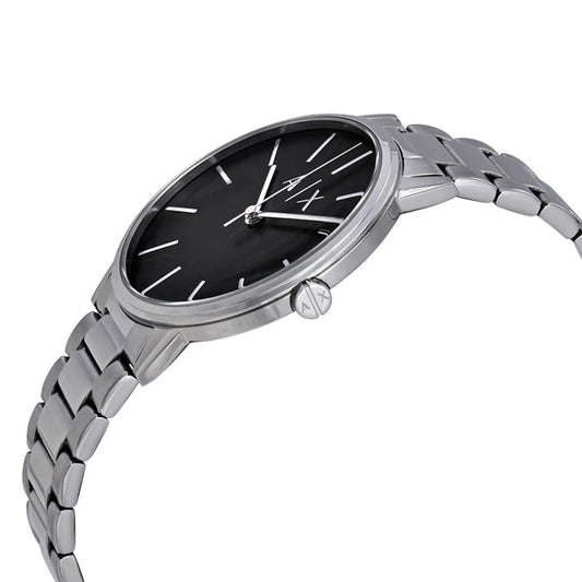 Armani Exchange Cayde Men's 42mm Silver Bracelet Watch - Black Dial