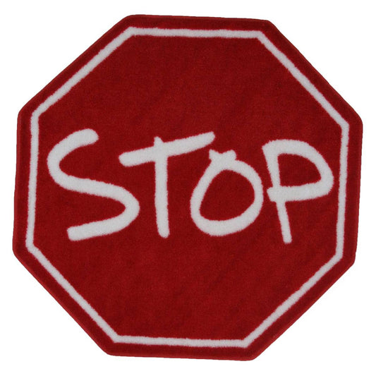 L.A Rugs 3' 3" x 3' 3" Fun Time Stop Sign Cut Area Rug - Red