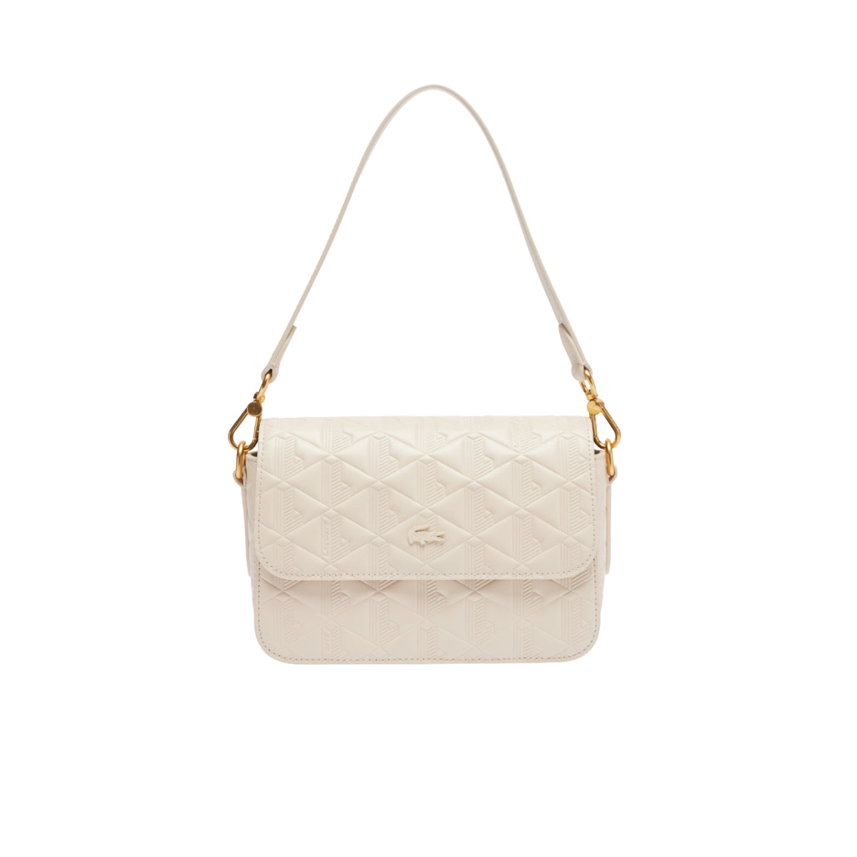 Lacoste Maheki Embossed Shoulder Bag - Bone White