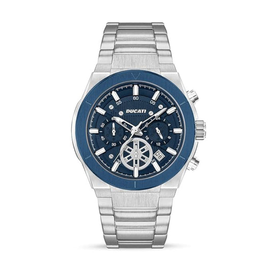 Ducati Men's 43.5mm Silver Bracelet Watch - Blue Dial