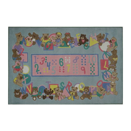L.A Rugs Teddies and Letters Rectangular Area Rug - Blue