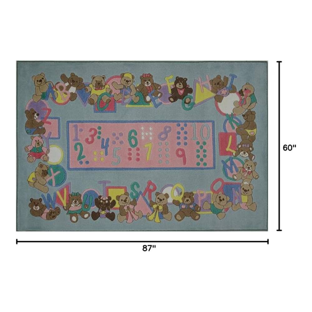 L.A Rugs Teddies and Letters Rectangular Area Rug - Blue