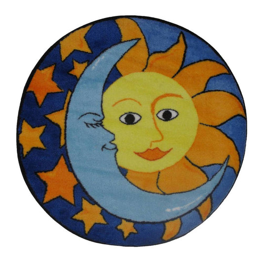 L.A Rugs 3' 3" x 3' 3" Fun Time Day & Night Round Area Rug