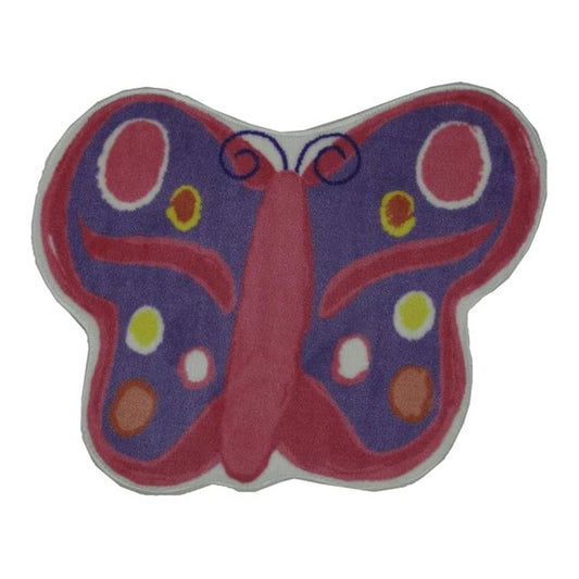 L.A Rugs 2' 11" x 3' 3" Fun Time Butterfly Shaped Area Rug - Blue/Red