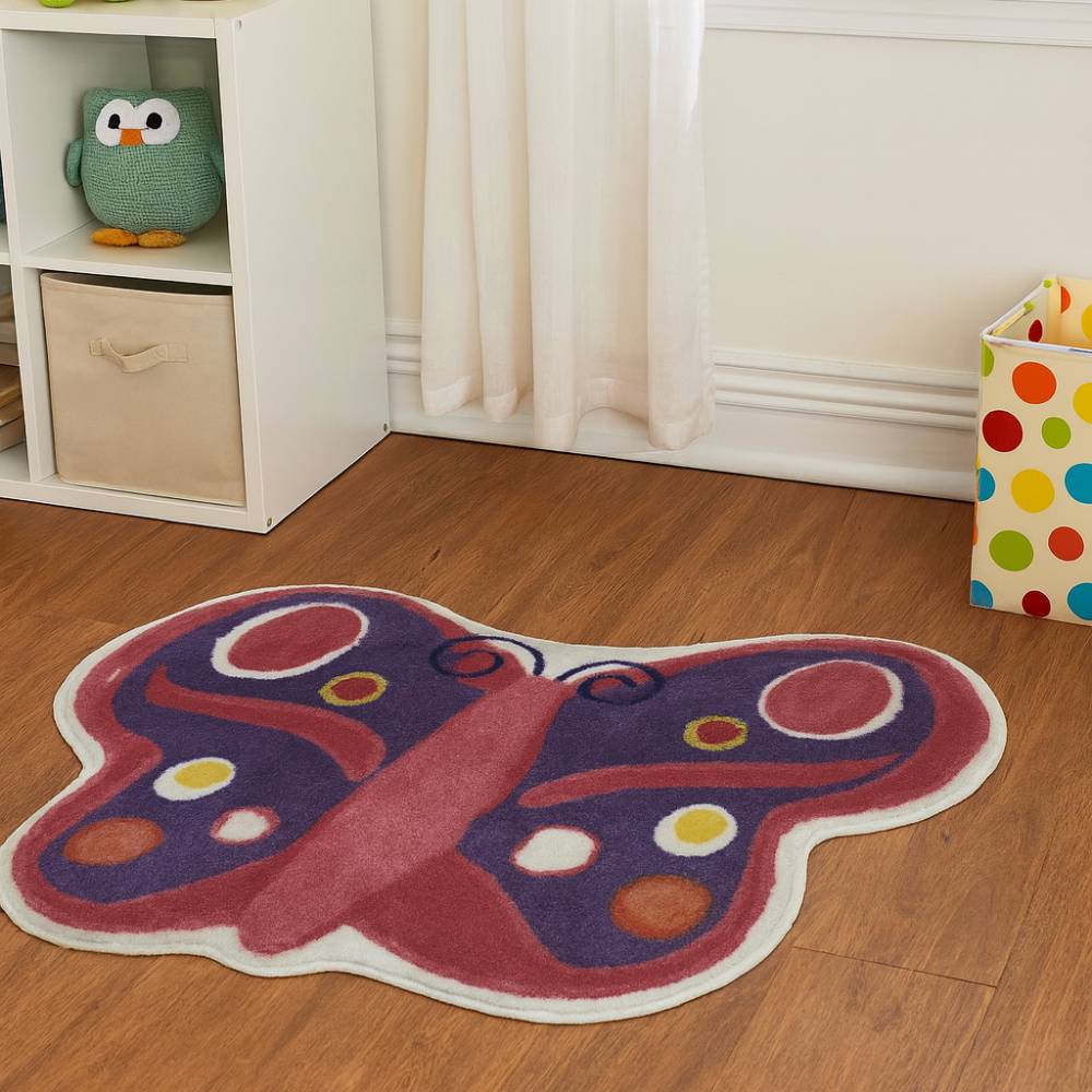 L.A Rugs 2' 11" x 3' 3" Fun Time Butterfly Shaped Area Rug - Blue/Red