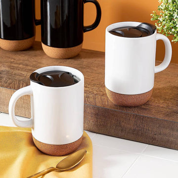 Gibson Home Modani Travel 16.5oz Mug with Lid and Cork Base - Assorted