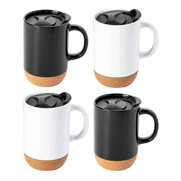 Gibson Home Modani Travel 16.5oz Mug with Lid and Cork Base - Assorted