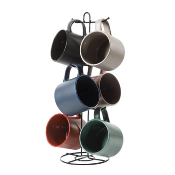 Gibson Home Dutch Yard 16oz (6-Piece) Mug Set with Rack