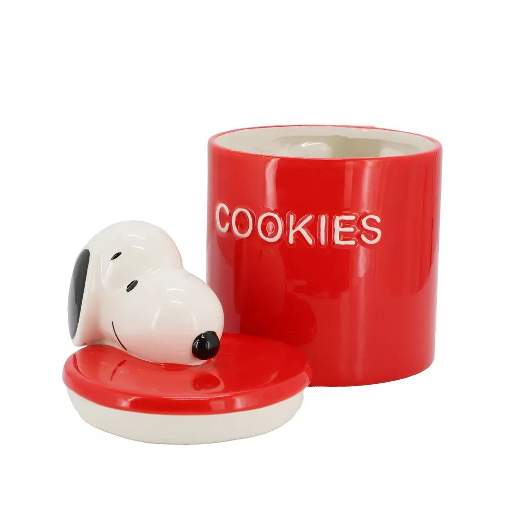 Gibson Peanuts Hello Cookies 8.2" Snoopy Cookie Jar with Lid - Red