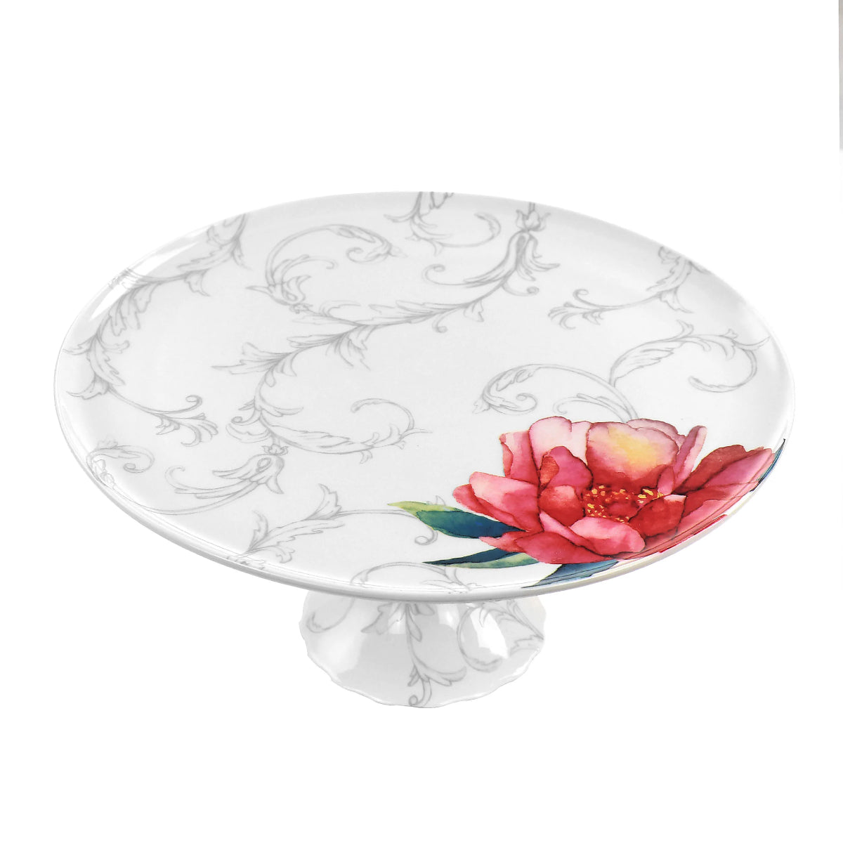 Martha Stewart 10.75" Peony Cake Plate - White