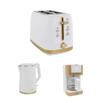 Bundle: West Bend 1.5L Timeless Electric Kettle + Timeless 12 Cup Hot & Iced Coffee Maker + Timeless 2-Slice Toaster
