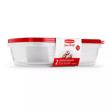 Rubbermaid TakeAlongs Large Rectangular Food Storage Containers with Lids (2-Piece) - Red