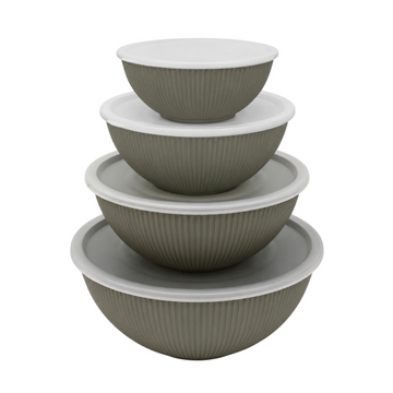Lockbox (8-Piece) Round Bowl Set with Lid - Gray